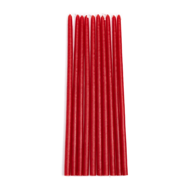 Set of 10 thin candles - Rouge