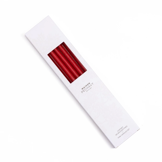 Set of 10 thin candles - Rouge