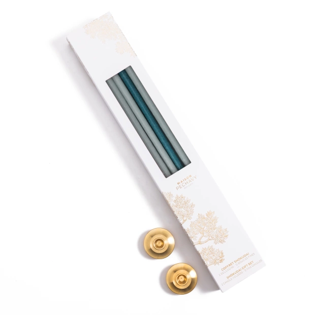 Set of 12 thin candles and...