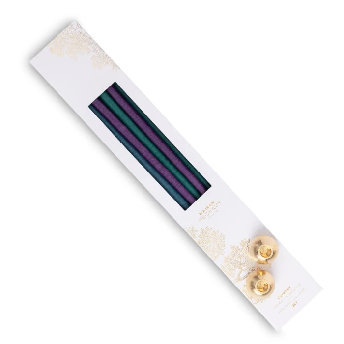 Coffret bougies fines et bougeoirs gemmes